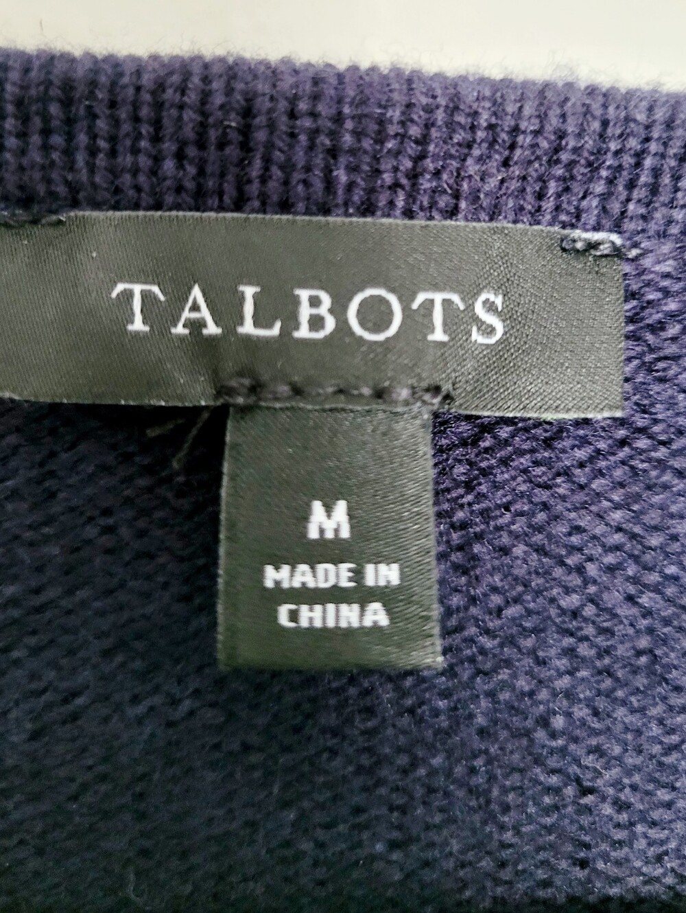 Talbots Wool Blnd Navy Crewneck Sweater with Green Tinsel Dot/Pom Accents Medium - Picture 2 of 14